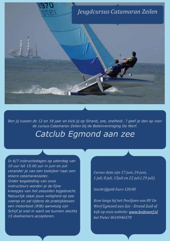Catclub jeugdzeilen cursus 2017 start op zaterdag 17 juni