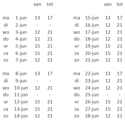 Openingstijden