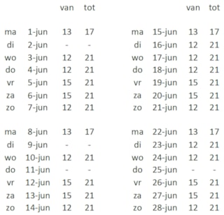 Openingstijden