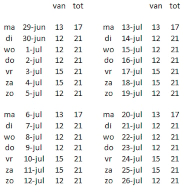 Openingstijden